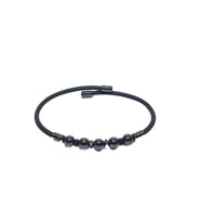 JTSS26BLK1765 PASLANMAZ ÇELİK BİLEZİK SİLİKON KAPLAMA HEMATİT DOĞALTAŞLI GARANTİLİ JANTİ BİLEKLİK