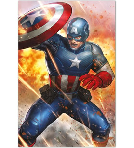 Erik Marvel Poster - Captain America Under Fire Poster - Sanatsal Baskı - Oturma Odası veya Dekorasyon Yatak Odası - Dekorasyon Odası - Boyut: 61 x 91,5 cm Marvel Taraftar Ürünü - Resmi Lisans