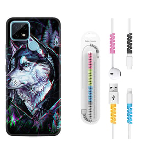 Realme C11 C21 C21Y C25Y C11 2021 Kılıf Kablo Koruma Spiral Silikon Dog Eyes 1761
