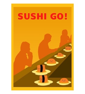 Sushi Go - Masa Oyunları Seyahat Poster Tarzı - Masa Oyunu Sanatı Tablo Ahşap Poster Dekoratif