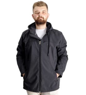 Mode XL Büyük Beden Erkek Kapüşonlu Mont Waterproof Softshell 21235 Antrasit