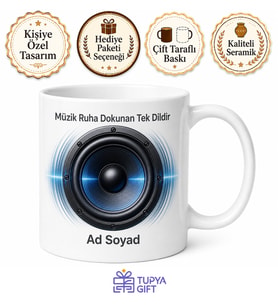 Subwoofer Temalı Baskılı Kupa Bardak Müzik Hediye Bas Hoparlör Tasarım Mug