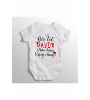 Bir Tek Dayım Olsun Bana Birşey Olmaz Yazılı Baskılı Bebek Zıbını