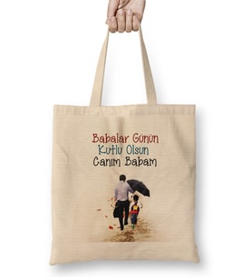 Babalar Günü Babaya Hediye 046 Bez Çanta Uzun Saplı