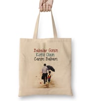 Babalar Günü Babaya Hediye 046 Bez Çanta Uzun Saplı