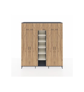 Hyperion Dolap 18 Raflı 9 Kapaklı 220x44x243 Antrasit-Çam/Aytaşı