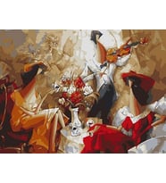 Klasik Müzik Partisi Sayılarla Boyama Seti(40x50 cm Tuval Şasesine Gerili)