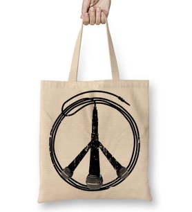 Müzik Barış Peace Bez Çanta Uzun Saplı