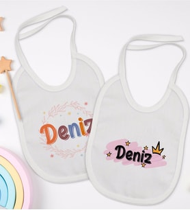 BK Kids Kişiye Özel İsimli 2’li Beyaz Mama Önlüğü-15