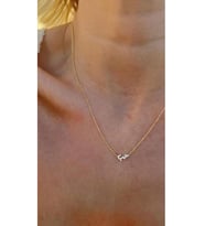 925 Ayar Gümüş Arapça "Aşk" Yazılı Zirkon Taşlı Gold Kolye