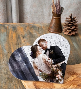 Kişiye Özel Fotoğraflı Kalp Puzzle