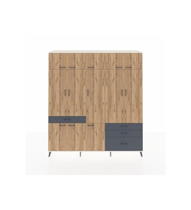 Hyperion Dolap 8 Raflı 4 Çekmeceli 3 Askılı 220x44x243 Aytaşı-Çam/Antrasit