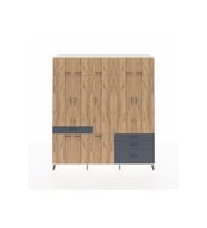 Hyperion Dolap 8 Raflı 4 Çekmeceli 3 Askılı 220x44x243 Aytaşı-Çam/Antrasit