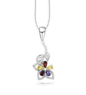 Renkli Bahar Çiçeği Love Flower Kadın Gümüş Kolye