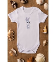Unisex Bebek Bugs Bunny Organik 1 Baskılı %100 Pamuklu zıbın