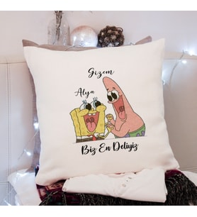 Sünger Bob & Petrick Tasarımlı Yastık Kişiye Özel