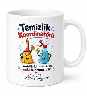 İsme Özel Temizlik Koordinatörü Yazılı Komik Kupa Bardak Hediye