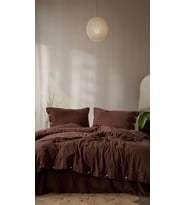 Cloudy Mood Müslin Nevresim Takımı,%100 Doğal Pamuk, OEKO-TEX Sertifikalı, Çift Taraflı, Tek/Çift Kişilik, Terletmeyen (Acı Kahve, Tek Kişilik)