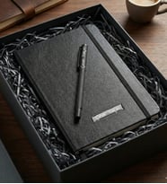 Kişiye Özel Siyah Defter & Siyah Kalem Ofis Hediye Seti