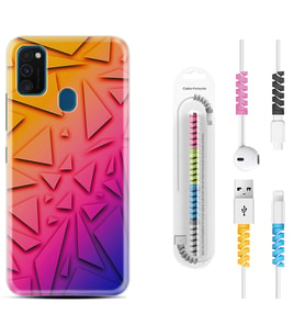 Samsung M21 M22 M23 M30 M31S M32 Kılıf Kablo Koruma Spiral Silikon Üçgenler 1635