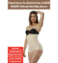 Özel Üretim İz İç Göstermez Kaymaz Sıkılaştırıcı Şekillendirici LAZER KESİM Yüksek Bel Slip Korse (Bej)