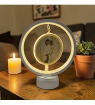 Led Işıklı Yuvarlak Fotoğraf Çerçevesi Kişiye Özel Fotoğraf Baskılı Resimli Gece Lambası Yatak Odası