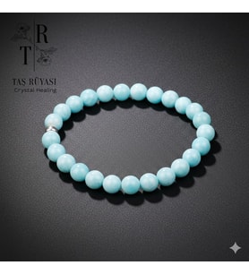 Larimar Taşı Bileklik - 8 mm Gümüş Aparatlı