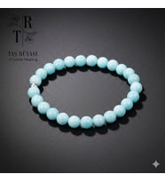 Larimar Taşı Bileklik - 8 mm Gümüş Aparatlı (Turkuaz)