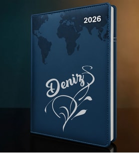 BK Gift Kişiye Özel İsimli Termo Sert Kapak 2026 Lacivert Ajanda -5, Öğretmenler Günü Hediyesi, Yeni İş Hediyesi