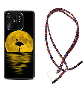Xiaomi Redmi Note 7 8 9 Pro 10 2022 10 Pro 10S Kılıf Boyun Asklı Rasta Silikon Ay ve Flamingo 1775