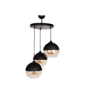 MYLİGHTS  RUSTİK BAL CAMLI  ÜÇLÜ AVİZE CAMLAR 20 CM TABAN  30 CM (Siyah)