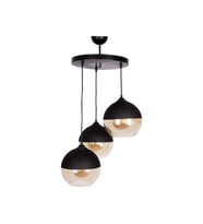 MYLİGHTS  RUSTİK BAL CAMLI  ÜÇLÜ AVİZE CAMLAR 20 CM TABAN  30 CM (Siyah)