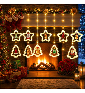 YÜKSEK KALİTE 3.30 METRE GÜN IŞIĞI NOEL SALKIM LED IŞIK 10DAL ÇAM AĞACI YILDIZLI FİGÜRLÜ SALKIM IŞIK