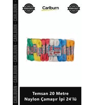Özel Üretim Dayanıklı Sağlam Renkli Kaliteli Set Paket Temsan 20 Metre Naylon Çamaşır İpi 24'lü