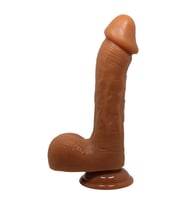 23,5 cm Realistik Vantuzlu Melez Dildo Penis (Koyu Kahverengi)