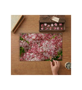 Pembe Çiçek Tasarımı 240 parça Ahşap Puzzle Ahşap Kutuda MP05238