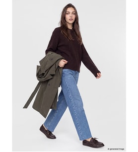 LCW Modest İndigo Yüksek Bel Wideleg Kadın Jean Pantolon