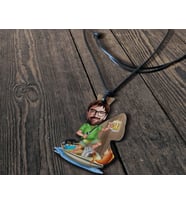 BK Gift Kişiye Özel Balıkçı Karikatürlü Deri İpli Ahşap Kolye, Sevgiliye Hediye, Doğum Günü Hediyesi, Sevgililer Günü Hediyesi-2