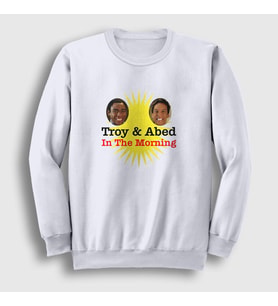 Presmono Unisex Beyaz Logo Troy And Abed In The Morning Sweatshirt 361057tt