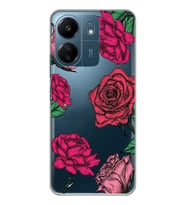Xiaomi Redmi 13C Uyumlu Gül Desenli Şeffaf Telefon Kılıfı