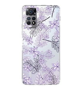 Xiaomi Redmi Note 11s Uyumlu Kamera korumalı Kapak Floral Lila Tasarımlı  Şeffaf Kılıf