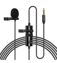 ALLY 3.5MM Universal Lavalier Kablolu Yaka Mikrofonu 6 Metre (Siyah)