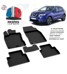 Nissan Qashqai 2 4D Araca Özel Havuzlu Kauçuk Paspas 2014-2021 (Karışık)