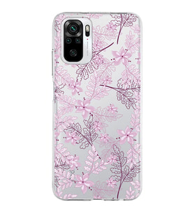 Xiaomi Redmi Note 10 Uyumlu Kapak Floral Pudra Tasarımlı Şeffaf Silikon Kılıf