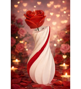 LOVE ROSE-El Yapımı Gül Mum l – Romantik Dekoratif Tasarım (Kırmızı-Beyaz)