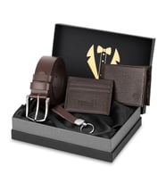 Polo Air Erkek Damat Seti %100 Hakiki Deri Cüzdan Kartlık Kemer Anahtarlık Kombin Kahverengi Renk H-DM-8002-K (Kahverengi)