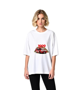 Ralli Şampiyonu Retro Tasarım Baskılı Kadın Oversize Tişört