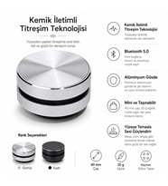 Kablosuz Kemik Ses Hoparlör Siyah 5.0 Bluetooth Yapışkanlı İletim Özellikli Dahili Stereo Fm Taşına