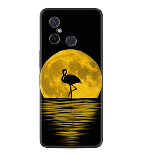 Xiaomi Redmi 12C Kılıf Silikon Desen Özel Seri Ay ve Flamingo 1775
