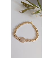 ÇELİK BİLEKLİK KADIN 14 AYAR GOLD SONSUZLUK ALTIN KAPLAMA  ANTİALERJİK KARARMAZ 17 CM